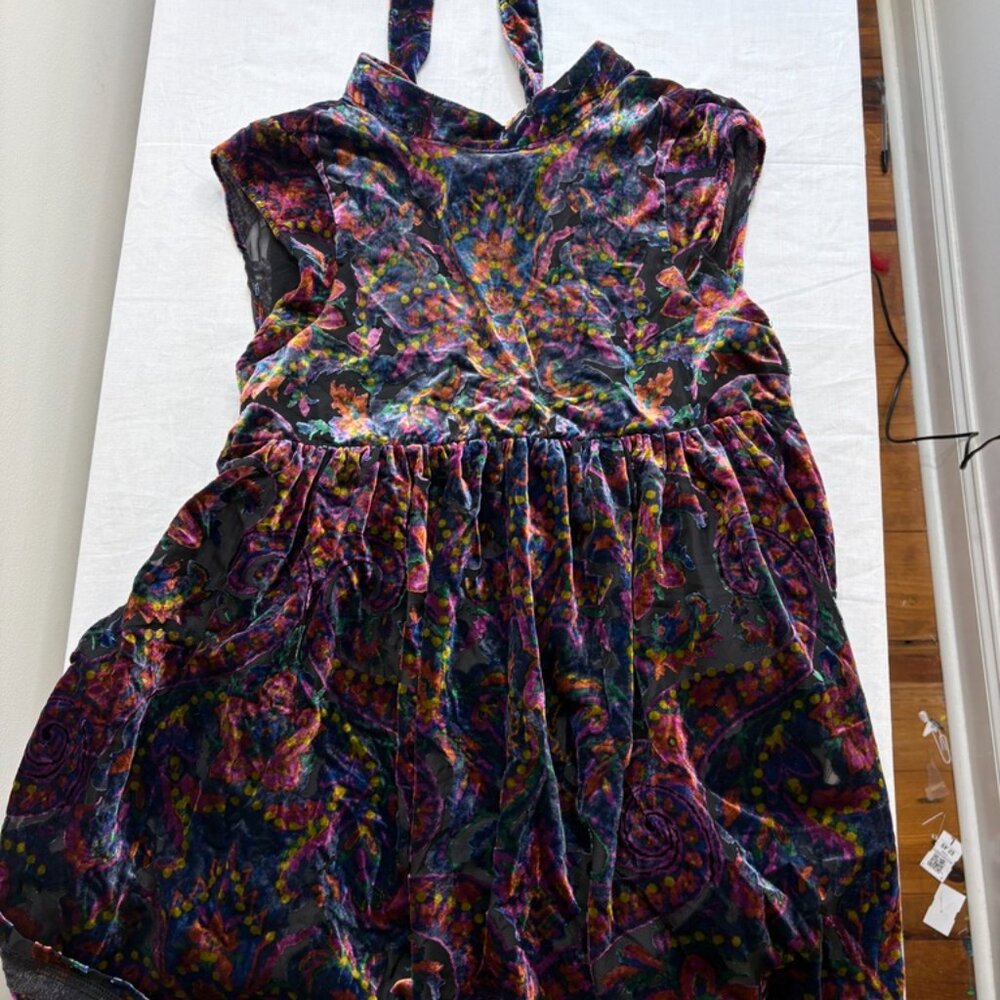 Free People Purple Paisley Velvet Mini Dress - Picture 4 of 15